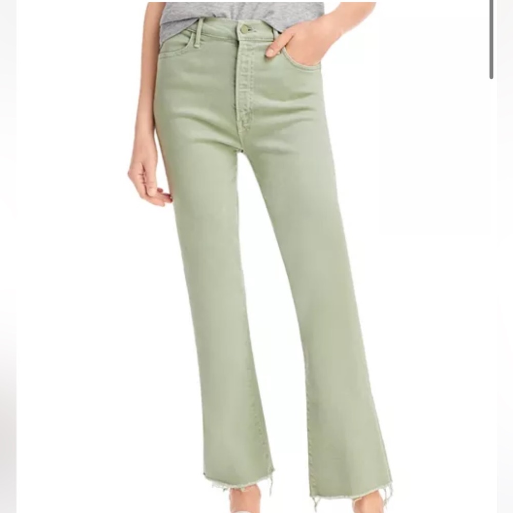 Mother denim jeans hustler ankle fray 27 iceberg green